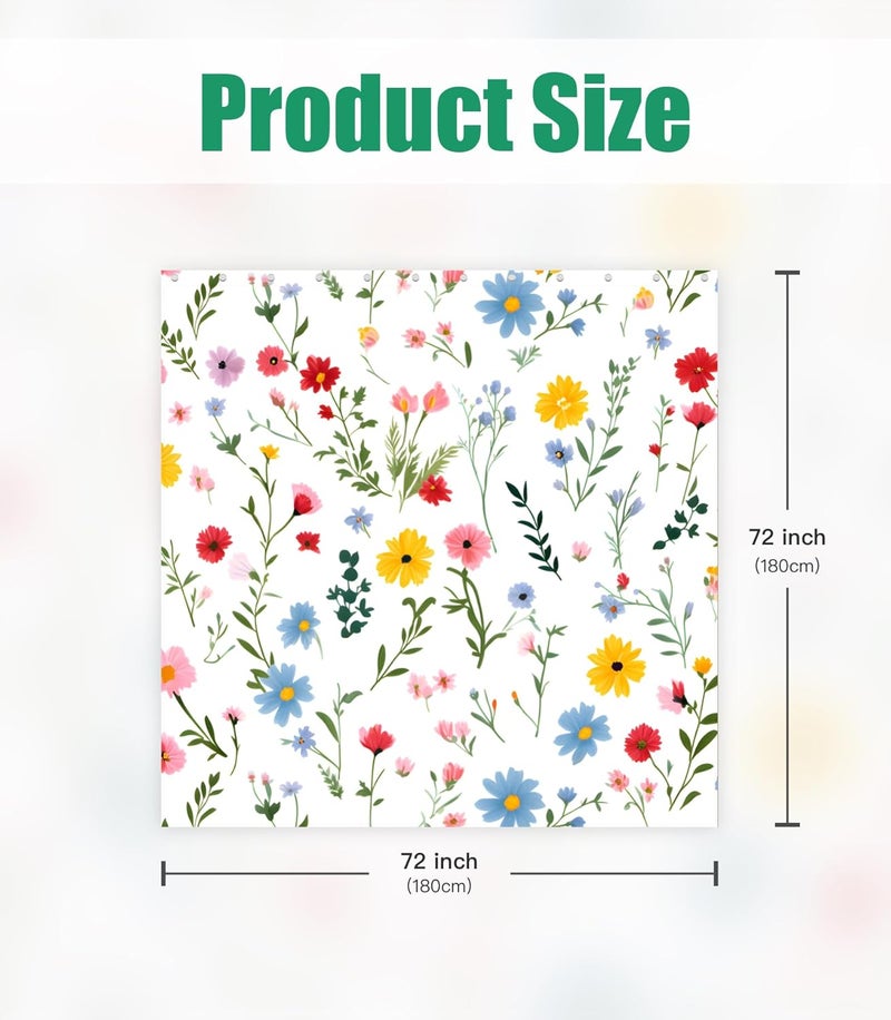 Stanoha Shower Curtain for Bathroom Stall Boho Modern Cute Aesthetic Decorative Girly Waterproof Unique White Floral Girls Chic Print Design Teen Pretty Women Cortinas de Baño Bathtub 72 x72 Inch - Image 2